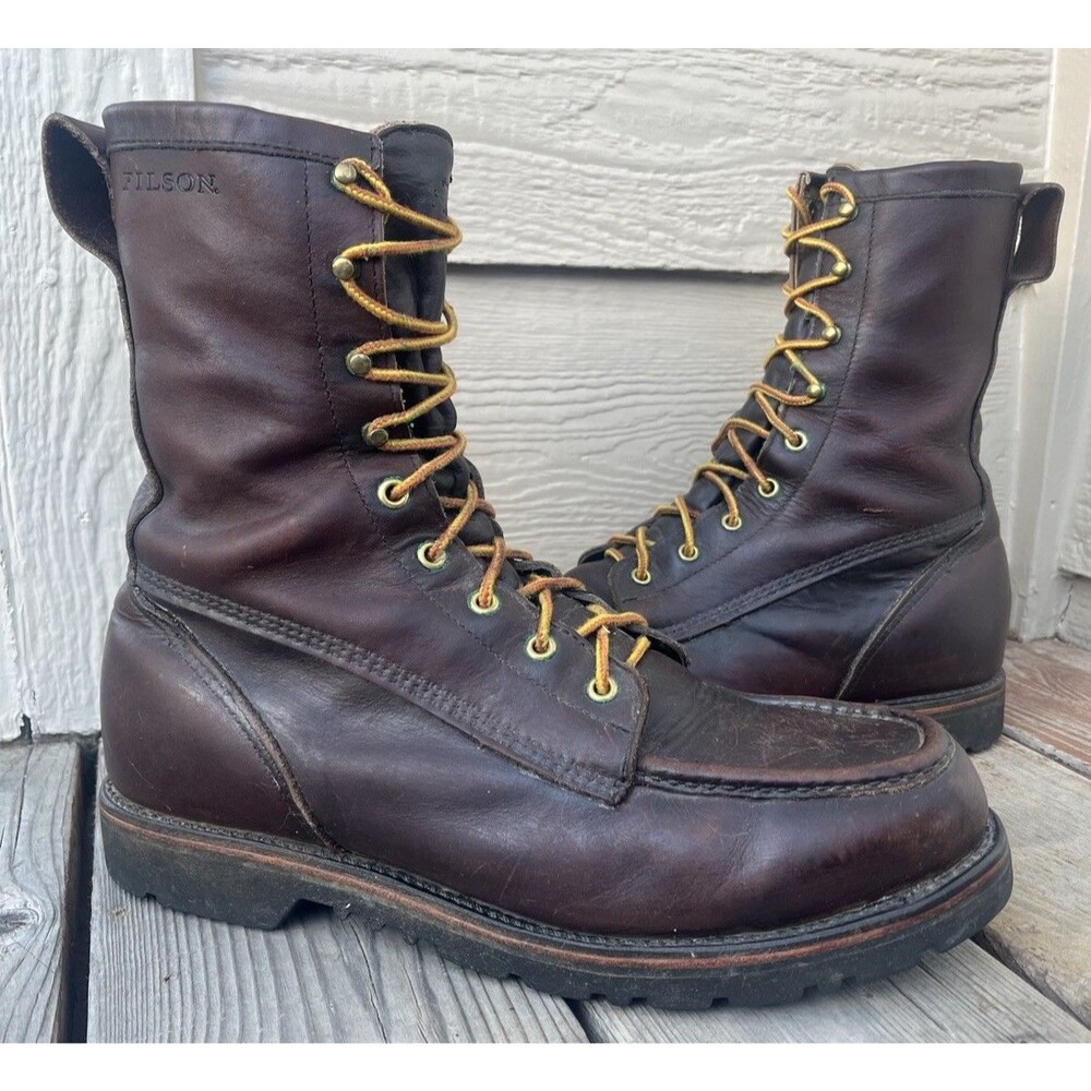 Filson Uplander Men's 11 Brown Leather Lace Up Moc Toe Boots Made In USA Hunting